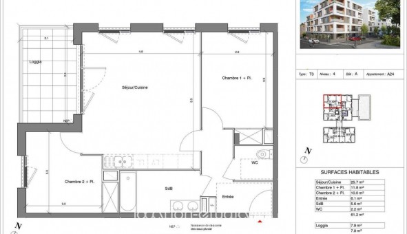 Logement tudiant T3 à Vnissieux (69200)