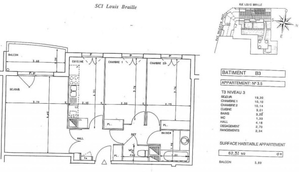 Logement tudiant T3 à Villeurbanne (69100)