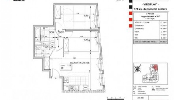 Logement étudiant T3 à Viroflay (78220)