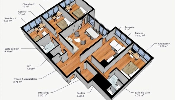 Logement �tudiant T5 &agrave; Angers (49000)