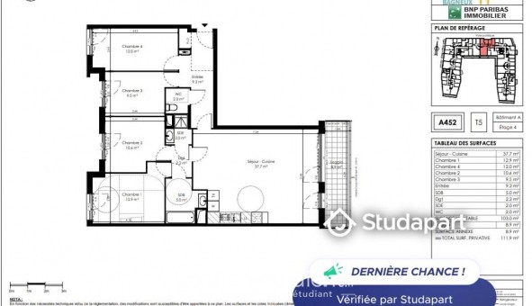 Logement tudiant T5 à Bagneux (92220)