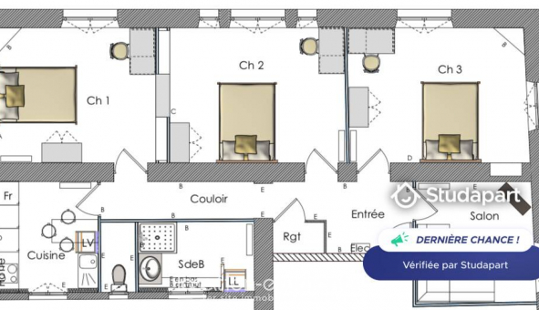 Logement tudiant T5 à Clermont Ferrand (63000)