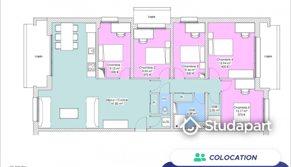 Colocation �tudiante Studio &agrave; Angers (49000)