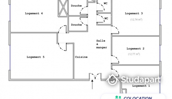 Colocation tudiante Studio à Boulogne Billancourt (92100)