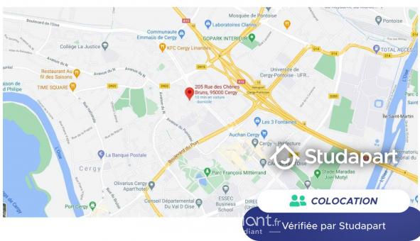 Colocation tudiante Studio à Cergy (95000)