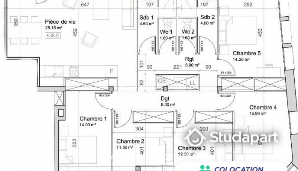 Colocation tudiante Duplex à Clermont Ferrand (63000)