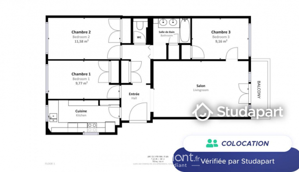 Colocation tudiante Colocation à Clichy (92110)