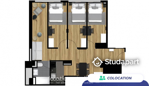 Colocation �tudiante Studio &agrave; Clichy (92110)