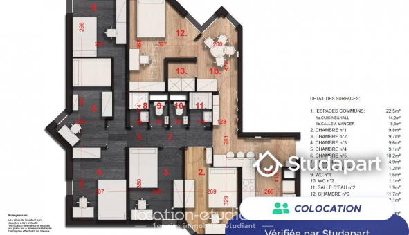 Colocation tudiante Studio à Crteil (94000)