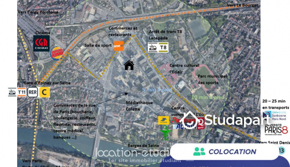 Colocation tudiante Studio à pinay sur Seine (93800)