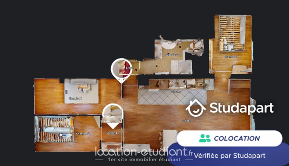 Colocation tudiante Studio à Grenoble (38000)