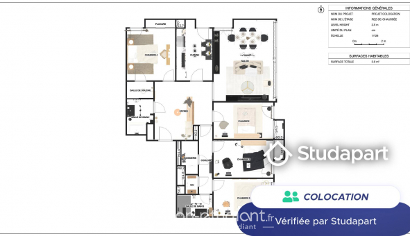 Colocation tudiante Studio à Jouy en Josas (78350)