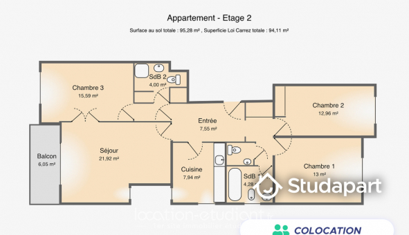 Colocation tudiante Studio à Le Chesnay (78150)