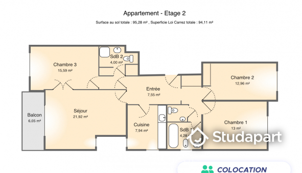 Colocation tudiante Studio à Le Chesnay (78150)