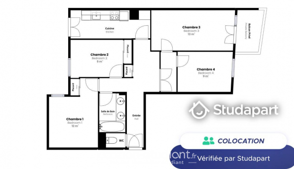 Colocation tudiante Duplex à Lille (59800)