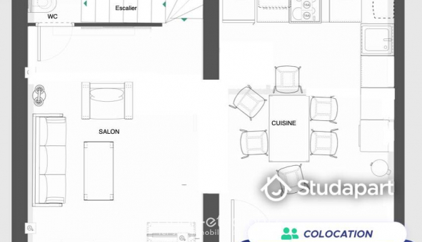 Colocation �tudiante Studio &agrave; Lille (59800)