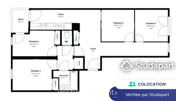 Colocation tudiante Duplex à Lille (59800)