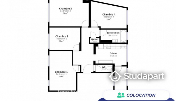 Colocation tudiante Duplex à Lille (59800)