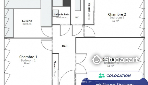 Colocation tudiante T5 à Lyon 3me arrondissement (69003)