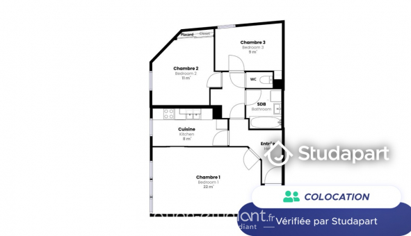Colocation tudiante T5 à Lyon 3me arrondissement (69003)