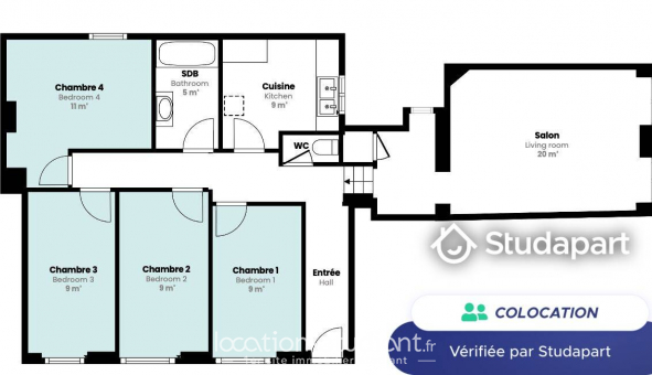 Colocation tudiante Studio à Lyon 4me arrondissement (69004)