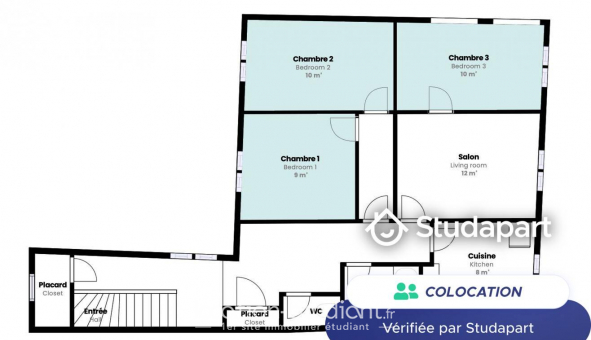 Colocation tudiante Studio à Lyon 4me arrondissement (69004)