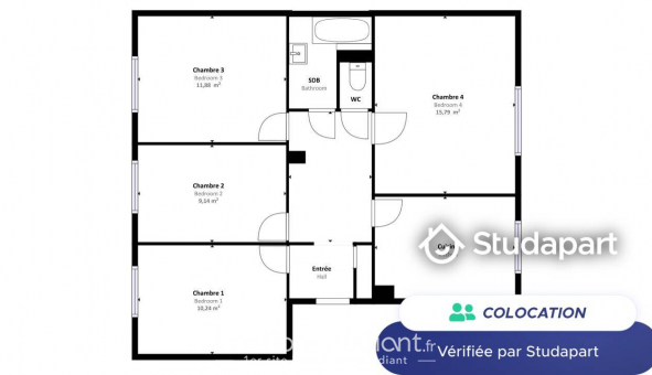 Colocation tudiante Studio à Lyon 7me arrondissement (69007)