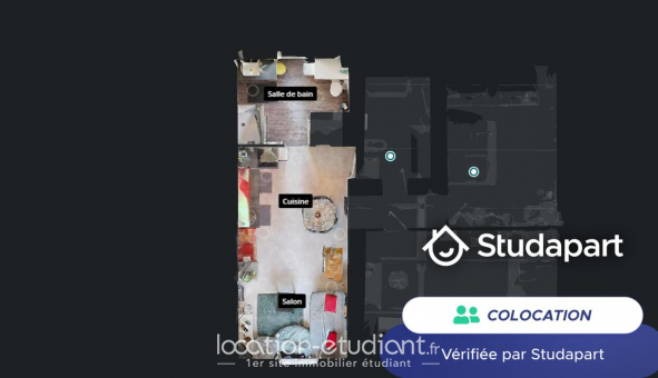Colocation tudiante Studio à Lyon 8me arrondissement (69008)