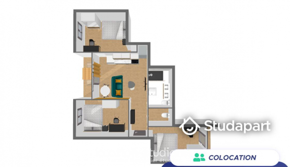 Colocation tudiante Studio à Marseille 04me arrondissement (13004)