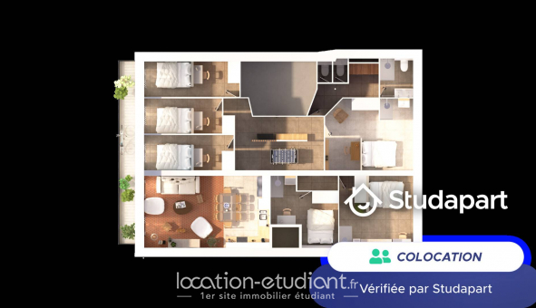 Colocation tudiante Chambre dans une colocation de 18m2