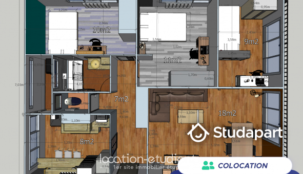 Colocation tudiante Studio à Orlans (45100)