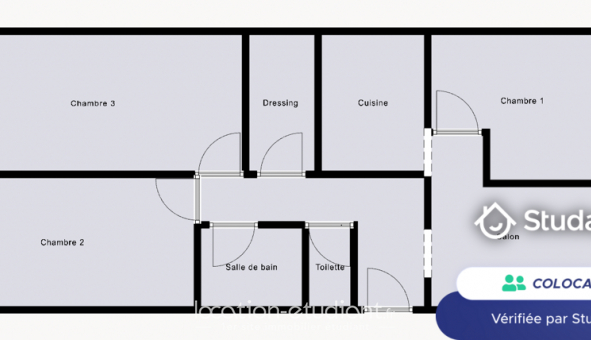 Colocation tudiante Chambre dans une colocation de 29m2