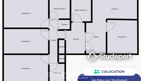 Colocation tudiante Chambre dans une colocation de 11m2