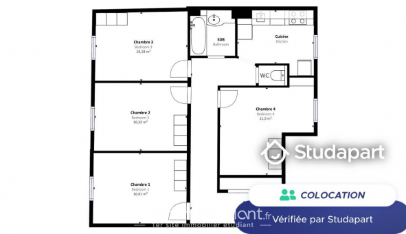 Colocation tudiante Studio à Paris 15me arrondissement (75015)