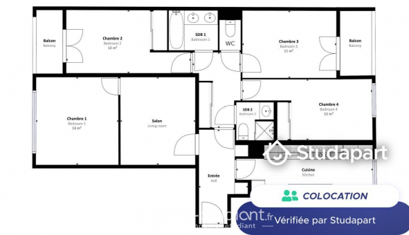 Colocation tudiante T1 à Paris 15me arrondissement (75015)