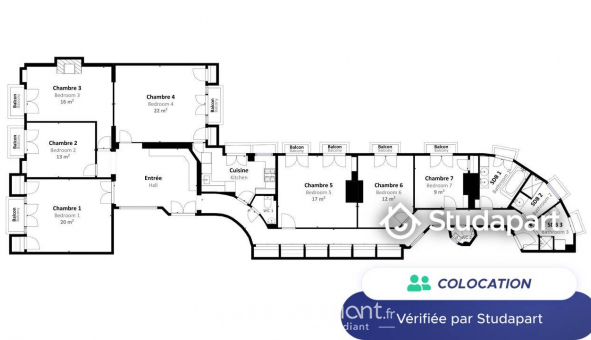 Colocation tudiante Studio à Paris 17me arrondissement (75017)