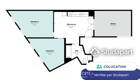 Colocation tudiante Studio à Paris 19me arrondissement (75019)