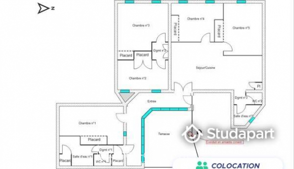 Colocation �tudiante Studio &agrave; Pau (64000)