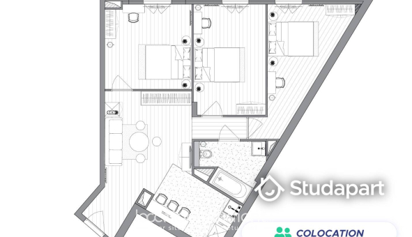 Colocation étudiante Studio &agrave; Puteaux (92800)