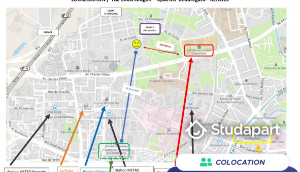 Colocation étudiante Studio à Rennes (35000)