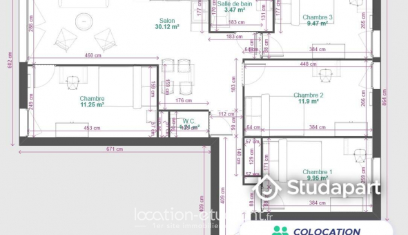 Colocation tudiante Studio à Rennes (35000)