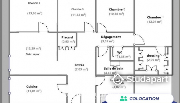 Colocation tudiante Studio à Saint Ouen l'Aumne (95310)