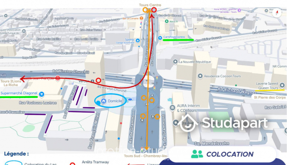 Colocation tudiante Studio à Tours (37000)