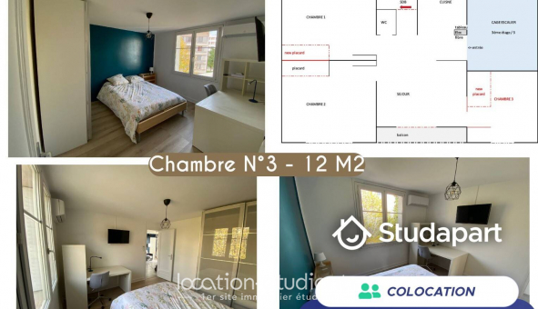 Colocation �tudiante Studio &agrave; V�nissieux (69200)