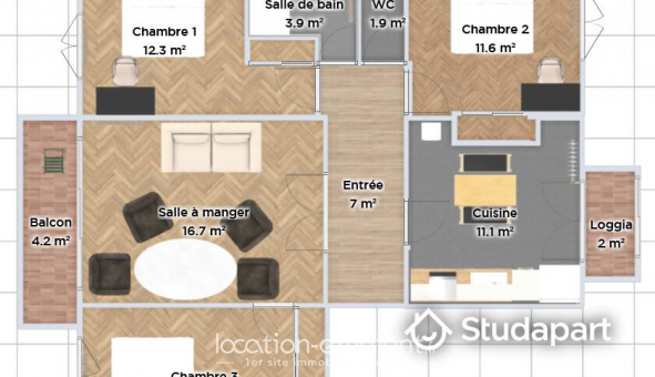 Colocation �tudiante Studio &agrave; V�nissieux (69200)