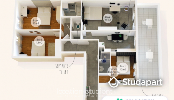 Colocation tudiante T4 à Vnissieux (69200)