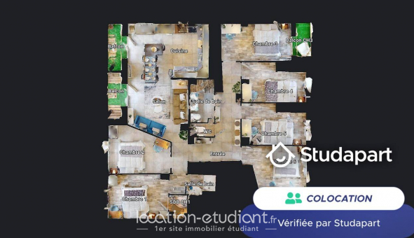 Colocation tudiante Studio à Villeurbanne (69100)