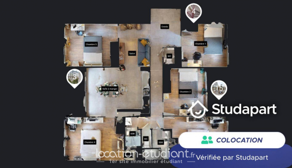 Colocation étudiante T5 à Villeurbanne (69100)