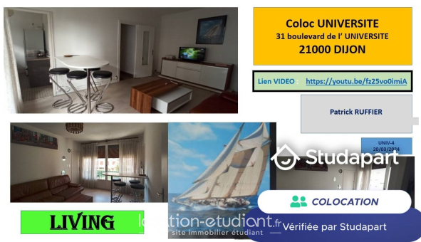 Colocation étudiante T4 &agrave; Dijon (21000)