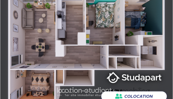 Colocation étudiante Studio &agrave; Hérouville Saint Clair (14200)